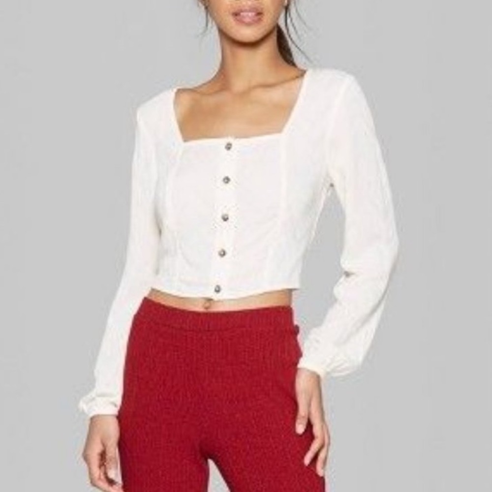Wild fable Ivory top with buttons NWT